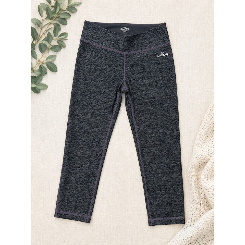 Spalding Leggings Womens Size S Gray Heather High Waist Capri Yoga